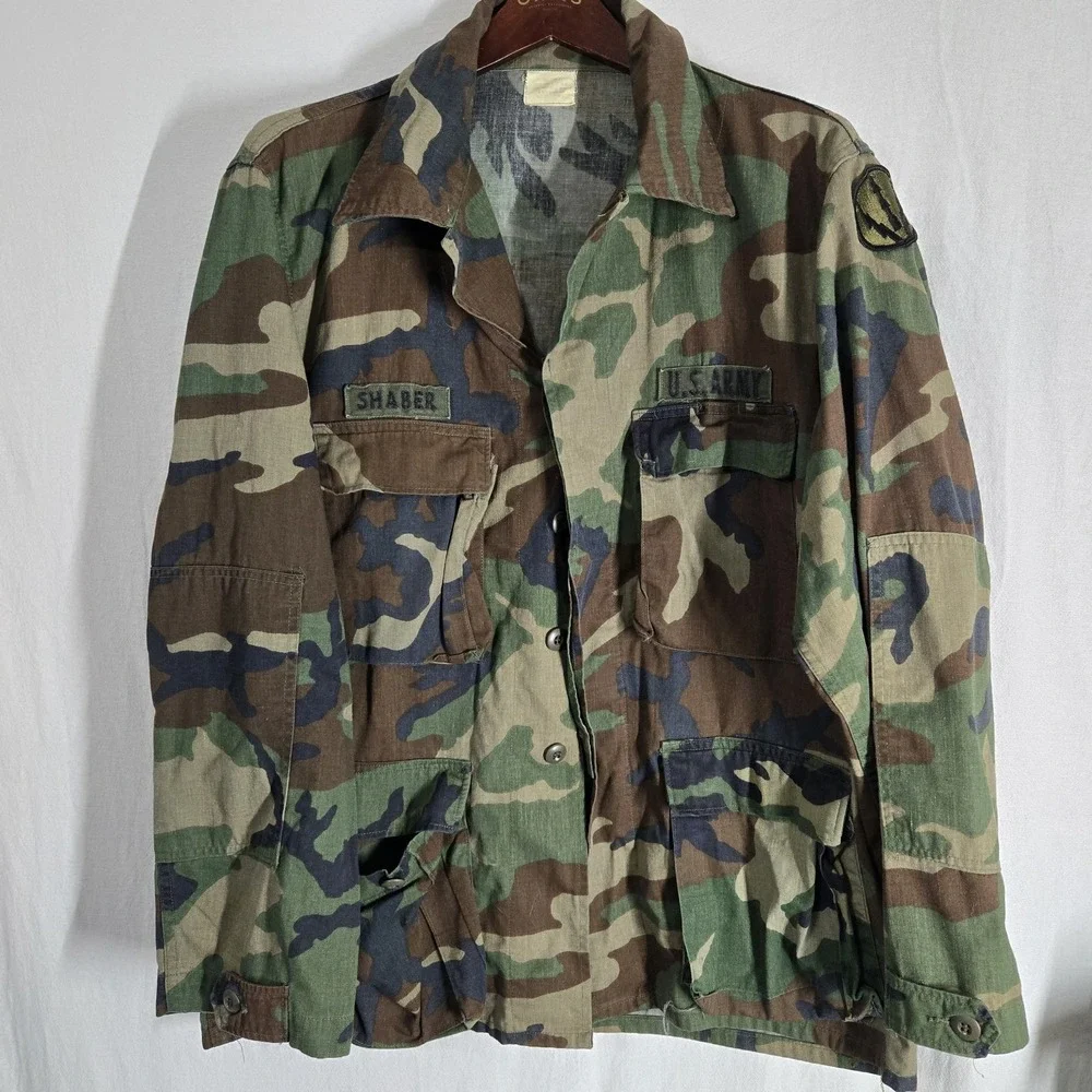 US Army BDU Jacket Mens Large Reg. Woodland‎ Camo Ripstop Hot Weather Combat